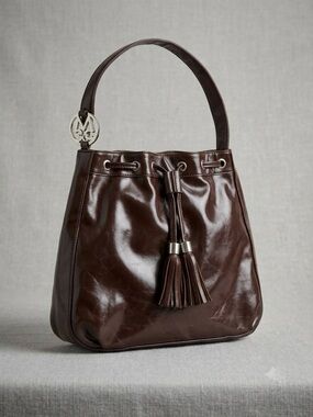 M&C Brown Leather Shoulder Bag